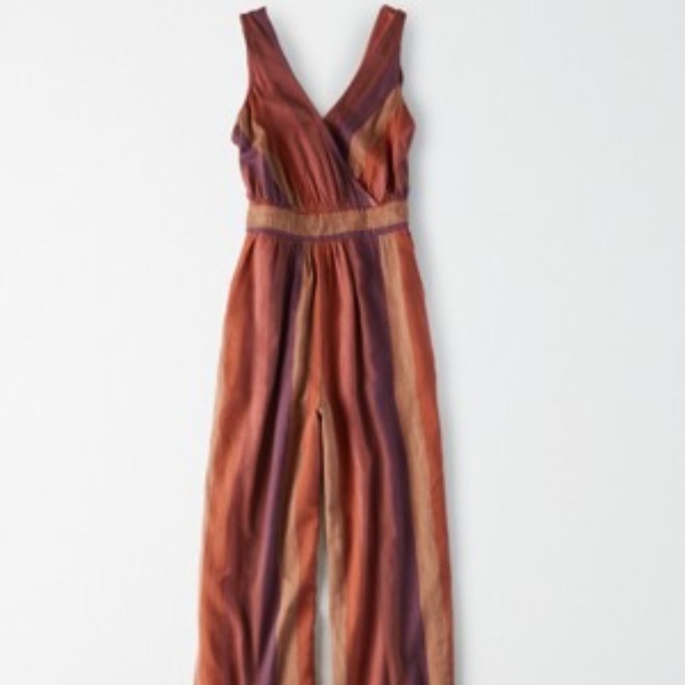 AE Tall Striped V-Neck Jumpsuit
